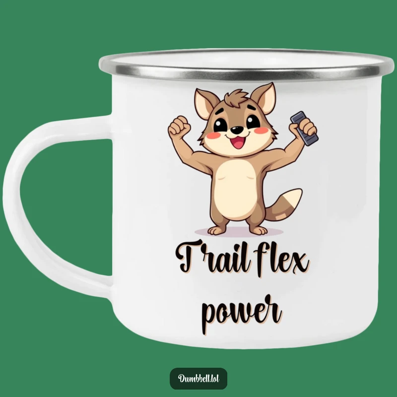 Funny Happy Animal Flexing Camping Mug - Durable Strongman Dumbbell Outdoor Gift