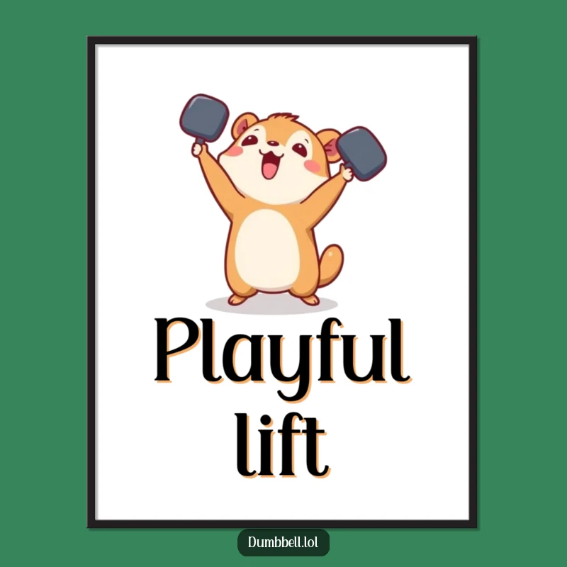 Funny Playful Animal Dumbbell Digital Art Print - Instant Toss Gift