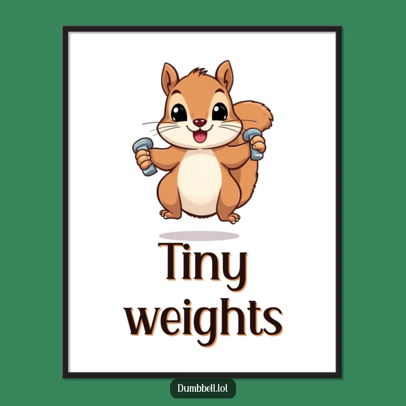 Funny Squirrel Dumbbell Digital Art: Hilarious Wall Decor, an Instant Funny Gift Download