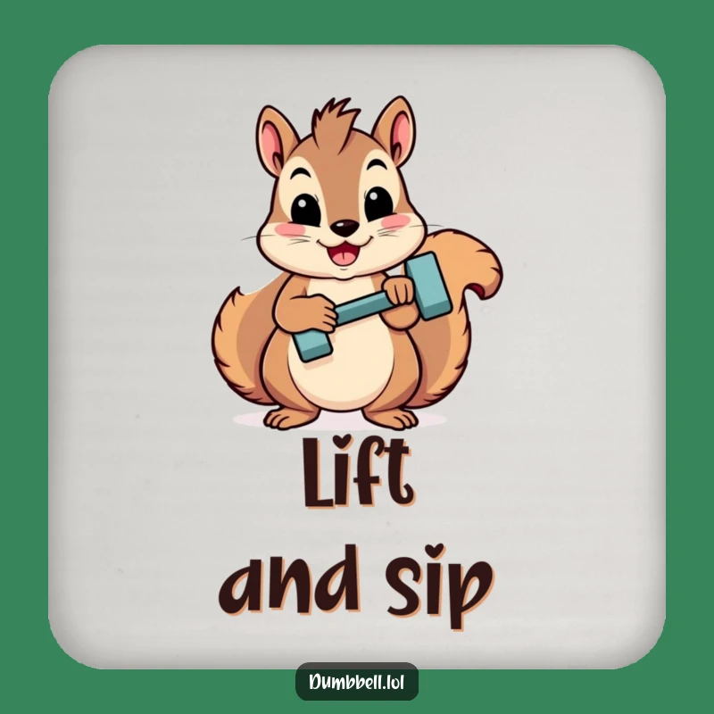 Funny Squirrel Dumbbell Coaster: Protect Surfaces with Gym Humor