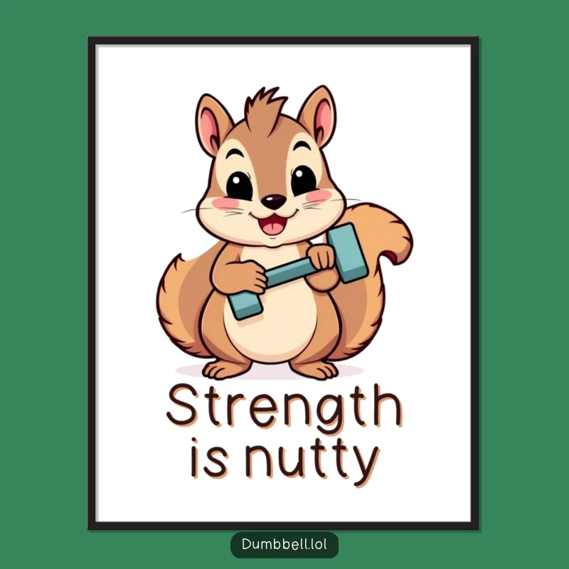 Funny Squirrel Dumbbell Poster: Motivational Humor for Your Space