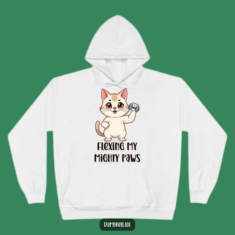 Funny Fitness Cat Hoodie: Cozy & Strong Kitty Dumbbell Apparel for Cat Fans