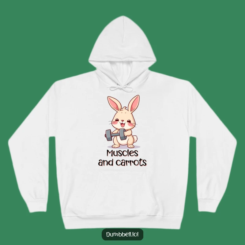 Funny Bunny Fitness Hoodie: Cozy Determined Bunny Lifts Weight, Best Funny Gift