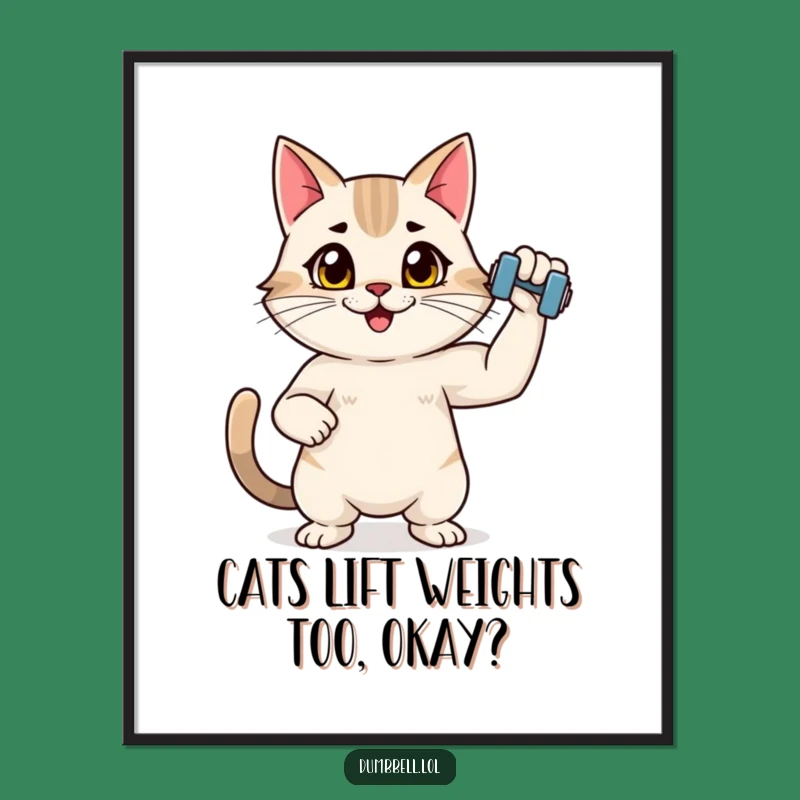 Free Printable Wall Art: Cat Flexes Power, Downloadable Decor