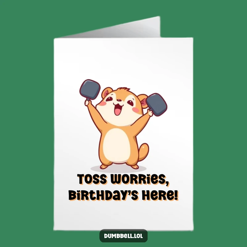 Free Printable Playful Gym Card: Funny Birthday Toss Downloadable