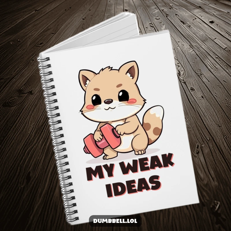 Funny Notebook: Determined animal struggling to lift a tiny dumbbell, ready to record your workout notes.
