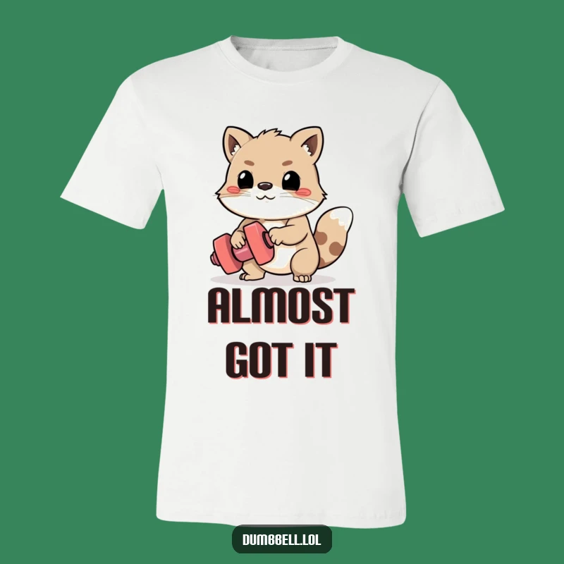 Funny Determined Animal Dumbbell T-Shirt - Comical Struggle Fitness Graphic Tee Gift